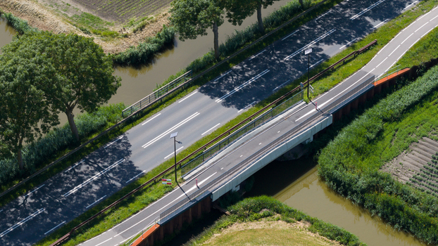 Aerial view of 3D Printed Cycling Concrete Bridge Aerial view of 3D Printed Cycling Concrete Bridge