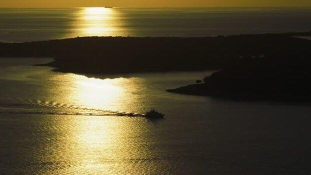Aerial view of Brijuni National Park at sunset Croatia.