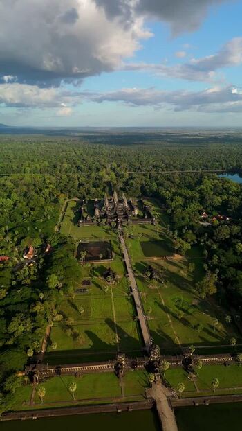 Aerial view of Angkor Wat temple complex in Cambodia. Aerial view of Angkor Wat temple complex in Cambodia.