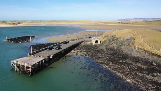 Aerial view of Ballyness Bay pier in Gortahork Ireland. Aerial view of Ballyness Bay pier in Gortahork Ireland.
