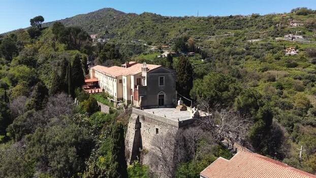 Aerial view of the historic Capuchin Monastery in Savoca Italy. Aerial view of the historic Capuchin Monastery in Savoca Italy.