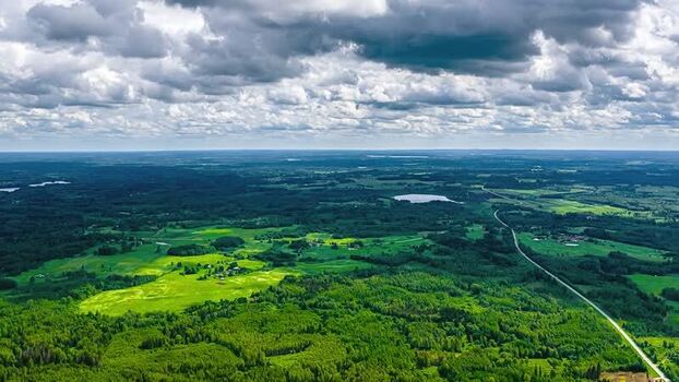 Aerial view of the Latvian countryside with forests and fields Latvia. Aerial view of the Latvian countryside with forests and fields Latvia.