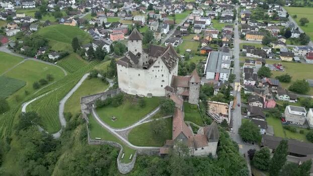 Aerial view of Vaduz Castle Liechtenstein.