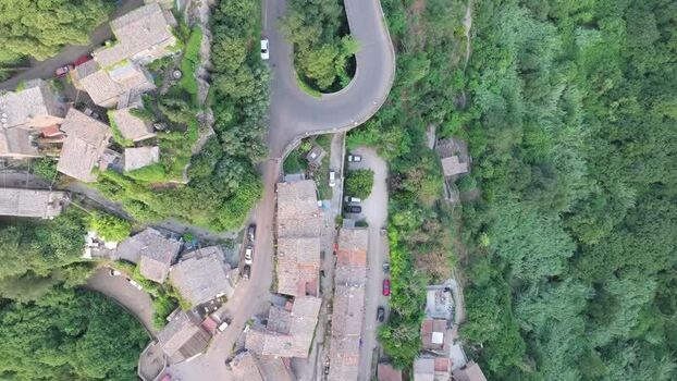 Aerial view of historic village of Calcata Italy. Aerial view of historic village of Calcata Italy.