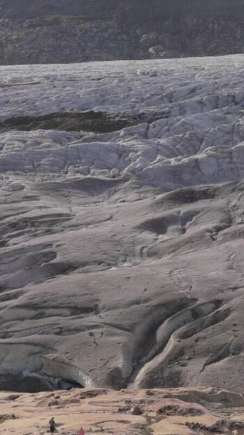 Aerial view of Aletsch Glacier in Fieschertal Switzerland.