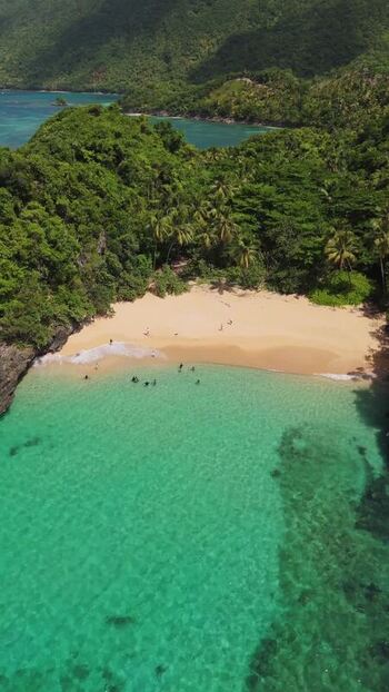 Aerial view of Playa Onda Samana in Dominican Republic.