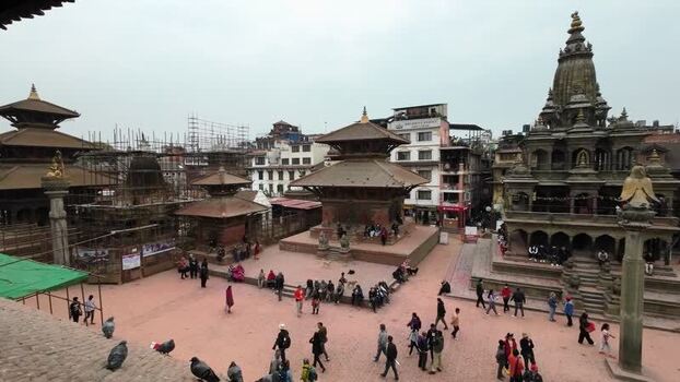 View of Kathmandu Durbar Square with historic temples Nepal.