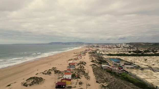 Aerial view of Praia da Mata beach in Costa da Caparica Portugal. Aerial view of Praia da Mata beach in Costa da Caparica Portugal.