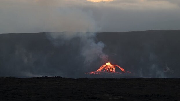 View of a distant volcanic eruption United States.