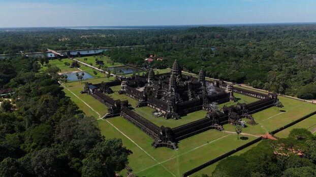 Aerial view of Angkor Wat temple complex Cambodia. Aerial view of Angkor Wat temple complex Cambodia.