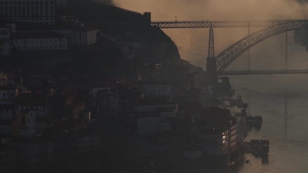 Aerial view of Dom Lu&iacute;s I Bridge Portugal.