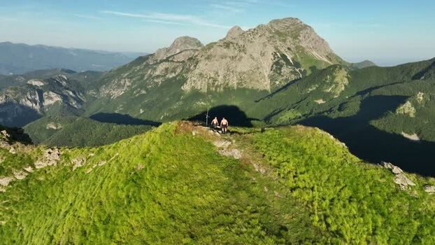 Aerial view of Monte Freddone summit Italy.