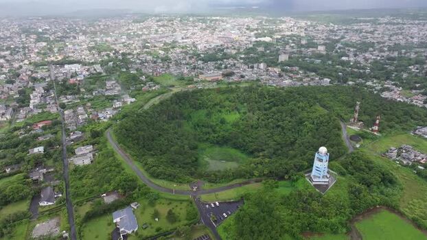 Aerial view of Trou Aux Cerfs Volcano Mauritius.