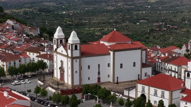 Aerial view of the historic church in Castelo de Vide Portugal.