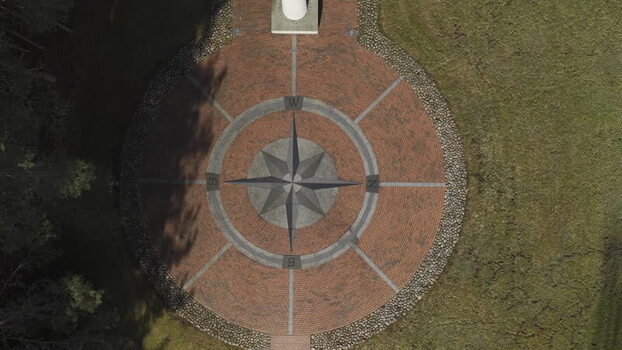 Aerial view of The Geographical Centre Of Europe monument Lithuania.