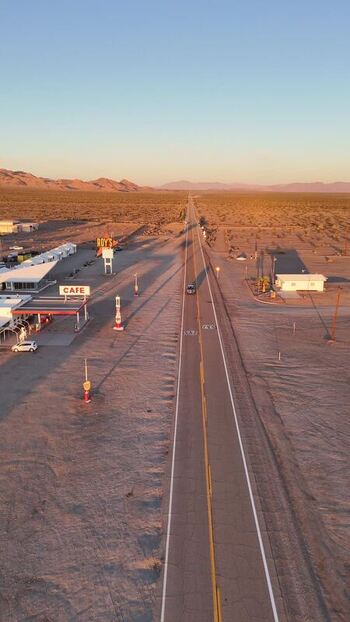 Aerial view of Roy s Motel Cafe on Route 66 United States.