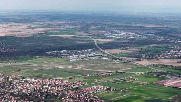 Aerial view of Kintzheim cityscape France.