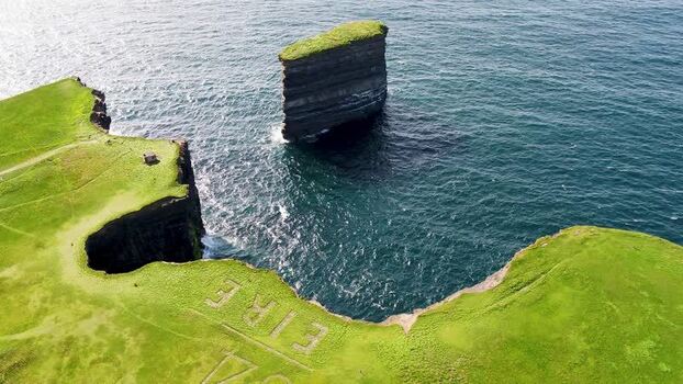 Aerial view of Dun Briste Sea Stack Ireland. Aerial view of Dun Briste Sea Stack Ireland.