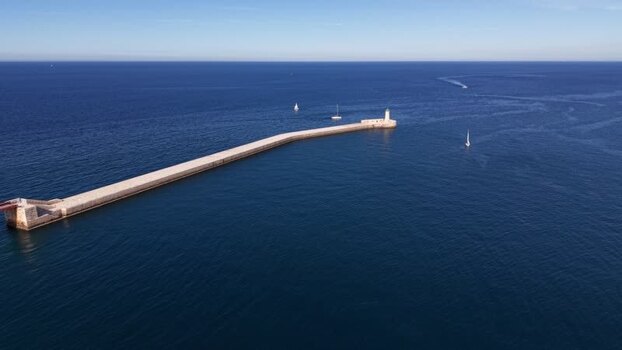 Aerial view of Saint Elmo lighthouse and breakwater Malta. Aerial view of Saint Elmo lighthouse and breakwater Malta.