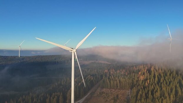 Aerial view of Windpark Freilanderalm Austria.