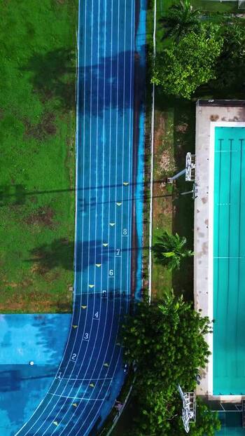 Aerial view of Estadio Salvador Alvarado running track Mexico. Aerial view of Estadio Salvador Alvarado running track Mexico.