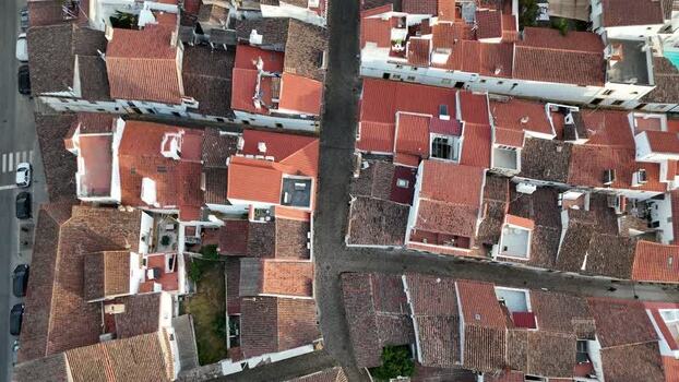 Aerial view of historic rooftops in Evora Portugal. Aerial view of historic rooftops in Evora Portugal.