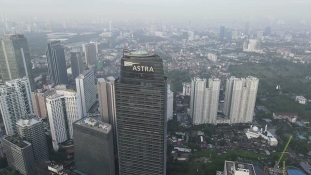 Aerial view of Menara Astra and Jakarta skyline Indonesia. Aerial view of Menara Astra and Jakarta skyline Indonesia.