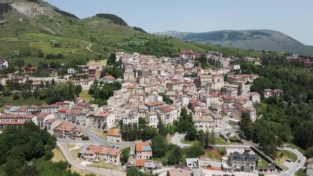 Aerial view of the historic town of Rivisondoli Italy. Aerial view of the historic town of Rivisondoli Italy.