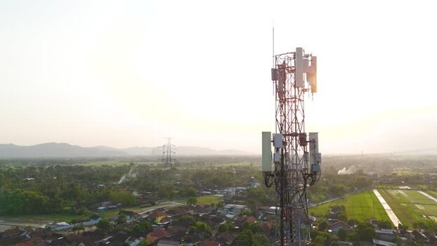 Aerial view of telecommunications tower in Bayat Indonesia. Aerial view of telecommunications tower in Bayat Indonesia.