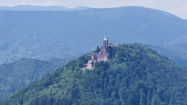 Aerial view of Haut Koenigsbourg Castle France.