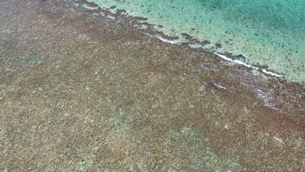 Aerial view of coral reef in Makunudhoo Maldives.