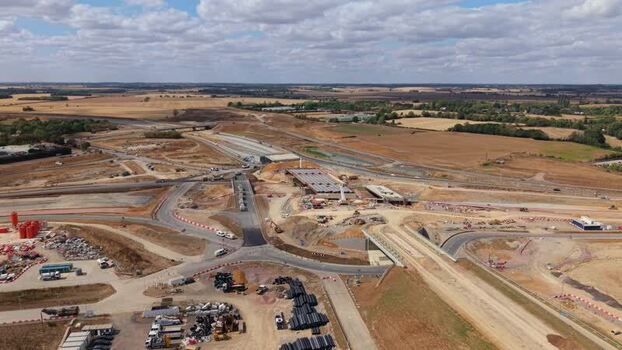 Aerial view of Black Cat Roundabout construction United Kingdom.