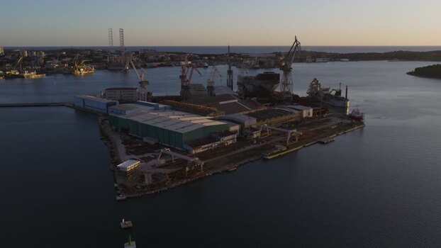 Aerial view of Uljanik shipyard in Pula Croatia. Aerial view of Uljanik shipyard in Pula Croatia.