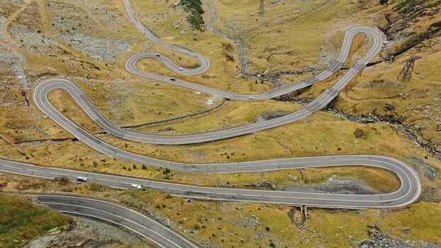 Aerial view of Transfagarasan mountain road in Romania. Aerial view of Transfagarasan mountain road in Romania.
