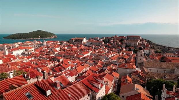 Aerial view of Old Town Dubrovnik with terracotta rooftops Croatia. Aerial view of Old Town Dubrovnik with terracotta rooftops Croatia.