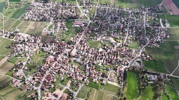 Aerial view of Kintzheim village France.