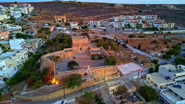 Aerial view of Koules Fortress in Crete Greece.