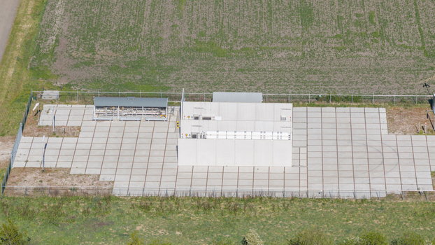 Aerial View of Hydrogen Tube Trailer Filling Station