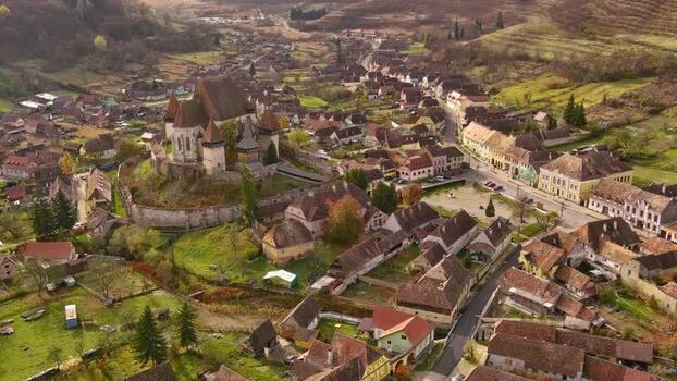 Aerial view of Biertan Fortified Church Romania. Aerial view of Biertan Fortified Church Romania.