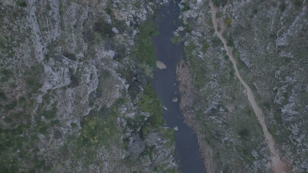 Aerial view of Gravina river in Matera Italy.