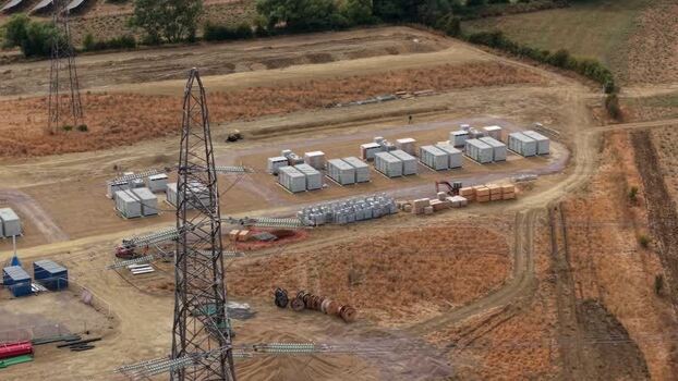 Aerial view of Eaton Socon Substation in St. Neots United Kingdom. Aerial view of Eaton Socon Substation in St. Neots United Kingdom.