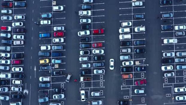 Aerial view of a busy parking lot in Russia. Aerial view of a busy parking lot in Russia.