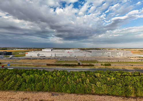 Ivancsa Fejer County Hungary 25 August 2026 Aerial view of SK On EV battery factory within an industrial park near the M6 motorway with large production buildings and logistics infrastructure. Ivancsa Fejer County Hungary 25 August 2026 Aerial view of SK On EV battery factory within an industrial park near the M6 motorway with large production buildings and logistics infrastructure.