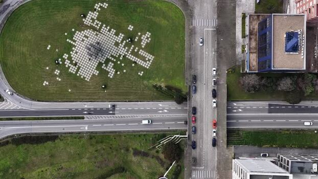 Aerial view of roads and buildings Portugal.