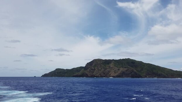 View of Pitcairn Island from the ocean Pitcairn Islands.