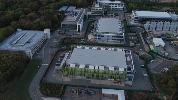 Aerial view of Kao Data center in Harlow United Kingdom.