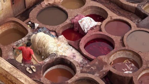 View of Chouara Tannery in Fes Morocco.