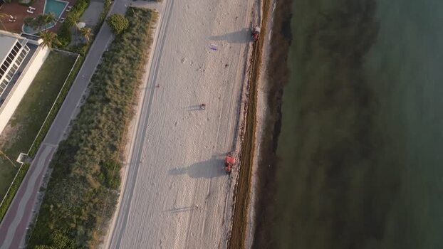 Aerial view of Miami Beach shoreline United States.