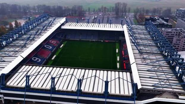 Aerial view of stadium in Krakow Poland.