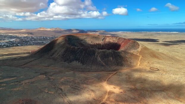 Aerial view of Calderon Hondo volcano crater Spain. Aerial view of Calderon Hondo volcano crater Spain.